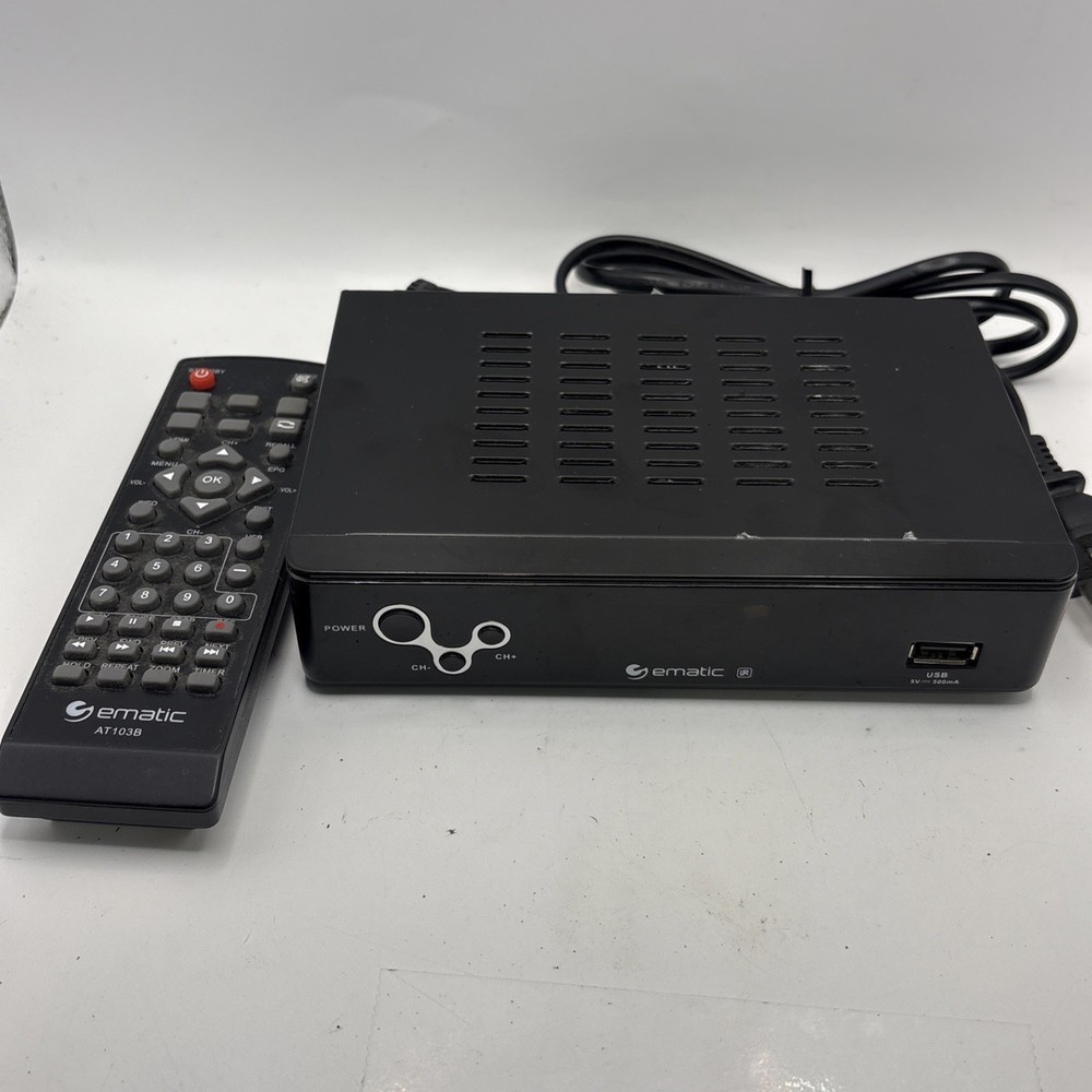 Ematic Digital Converter, Digital TV Converter Box & Remote AT103B UNTESTED PART