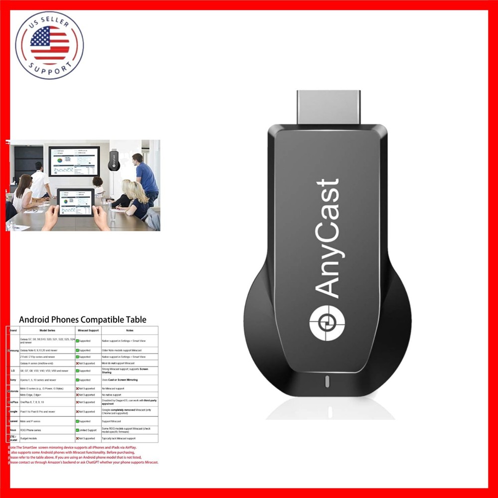 4K/1080P Anycast M100 Wireless Display Adapter, WiFi Display Dongle HD Screen…