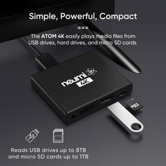 4K Digital Media Player for USB Drives & SD Cards, HEVC H.265, HDMI, Auto Playba