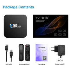 H50 Mini 4K Smart Network TV Box, Android 10.0, RK3318 Quad Core, 2GB+8GB, EU P