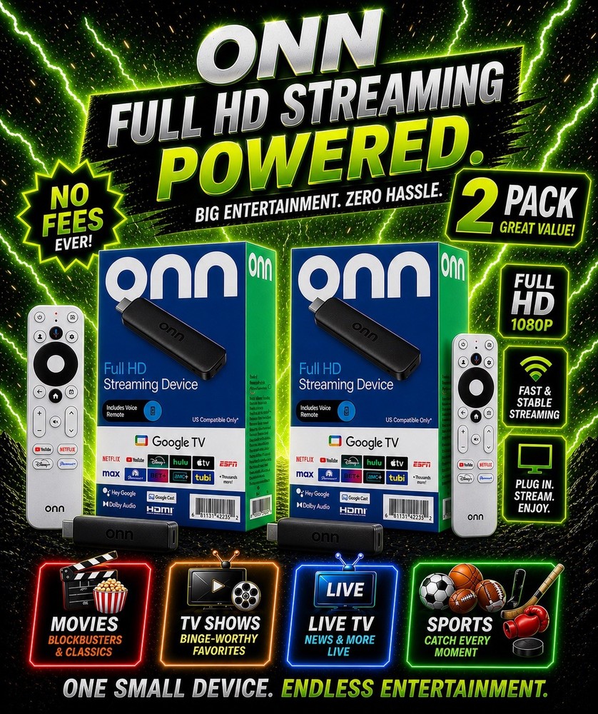 Onn HD Streaming Device 2 PACK Fully Programmed Live Sports TV Super Box Alt