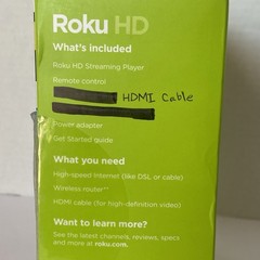 Roku HD 2500R 2nd Generation Media Streamer w/ Remote Power Cord HDMI Manuals