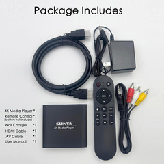 4K Ultra HD Digital Media Player with Remote Control, Supports HDD/USB Drive/Mic