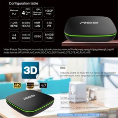 R69 1080P HD Smart TV BOX Android 4.4 Media Player with Remote Control, Quad Co