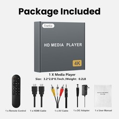 4K Digital Media Player with USB Drives/SD Cards Port, HDMI/AV Output, Digita…