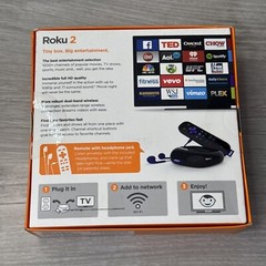 Roku 2 Media Streamer W/ Headphone Jack- Black (2720R) New & Factory Sealed
