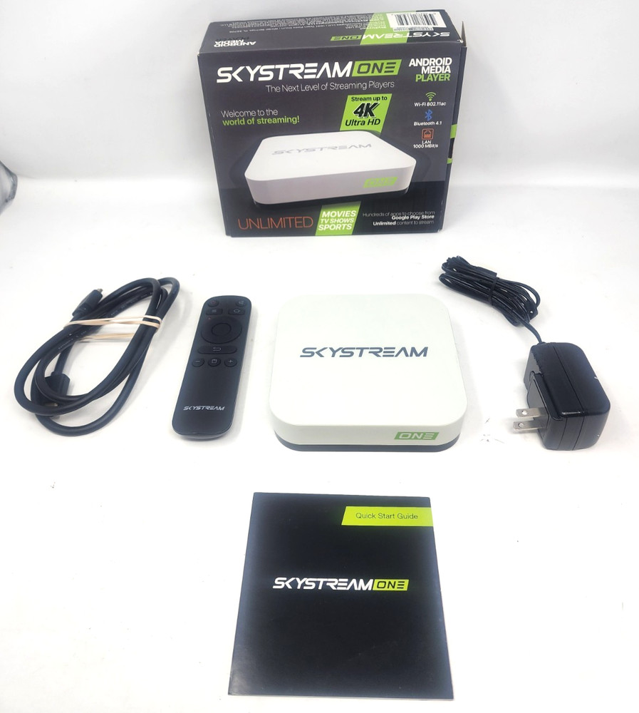 SkyStream One Android Media Streamer SS-ONE Media Box w/ Power Cord And Remote
