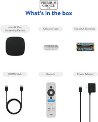 Onn 4K plus Streaming Device with Google TV – 16GB Storage, 2GB RAM, Wi-Fi 6, Do