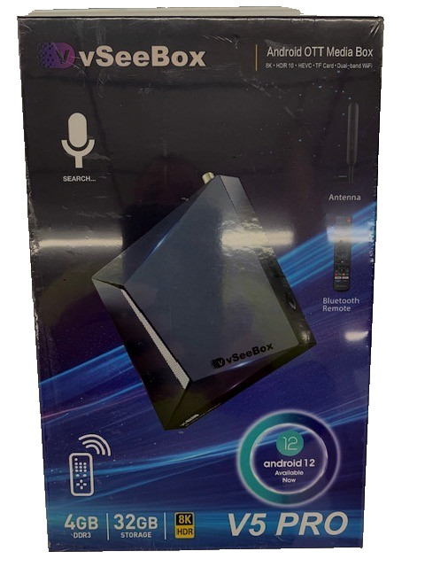 v SeeBox V5 Pro Android 12 Streaming Media Player BRAND NEW SEALED BLUETOOTH